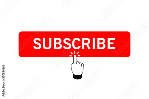 Subscribe icon shape sign. Red button subscribe to channel, blog. Social media logo symbol. Vector illustration image. Isolated on white background.