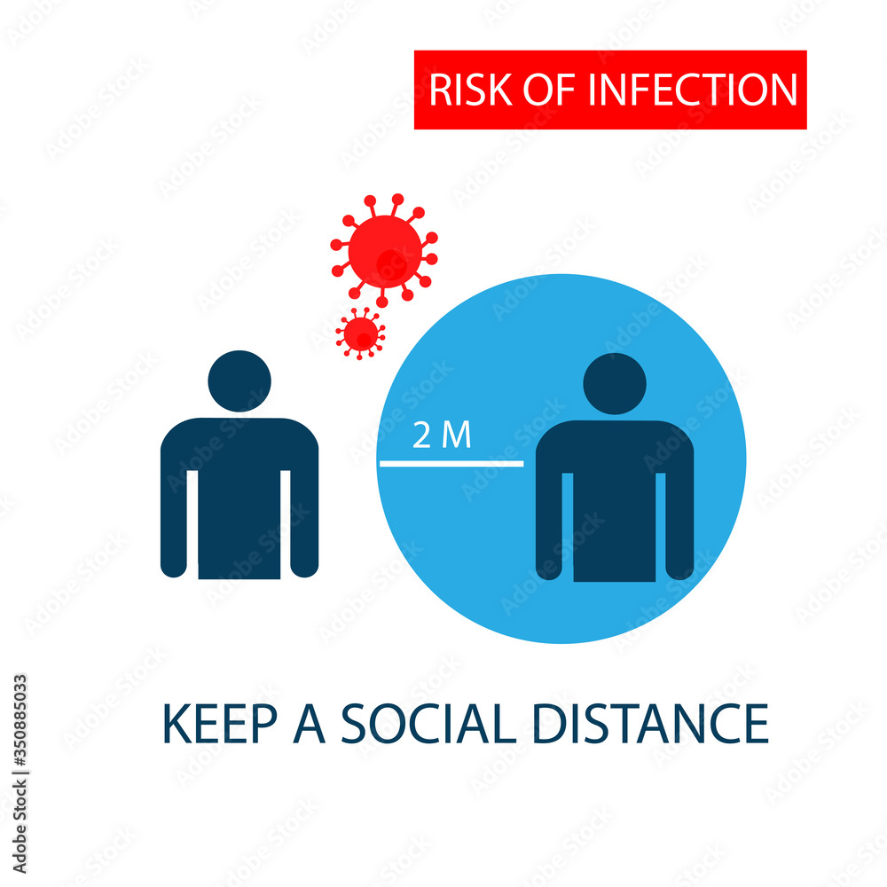 Keep a social distance. People at a distance. Prevention of infection risk. Vector flat illustration Keep a social distance. People at a distance. Prevention of infection risk. Vector flat illustration