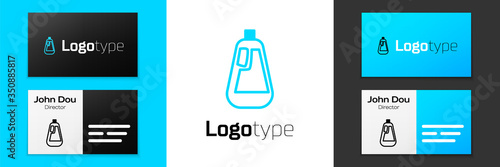 Grey line Plastic bottle for liquid laundry detergent, bleach, dishwashing liquid icon isolated on white background. Vector Illustration