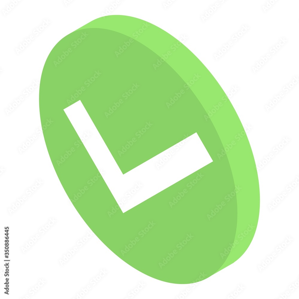 Done sign icon. Isometric of done sign vector icon for web design isolated on white background Done sign icon. Isometric of done sign vector icon for web design isolated on white background