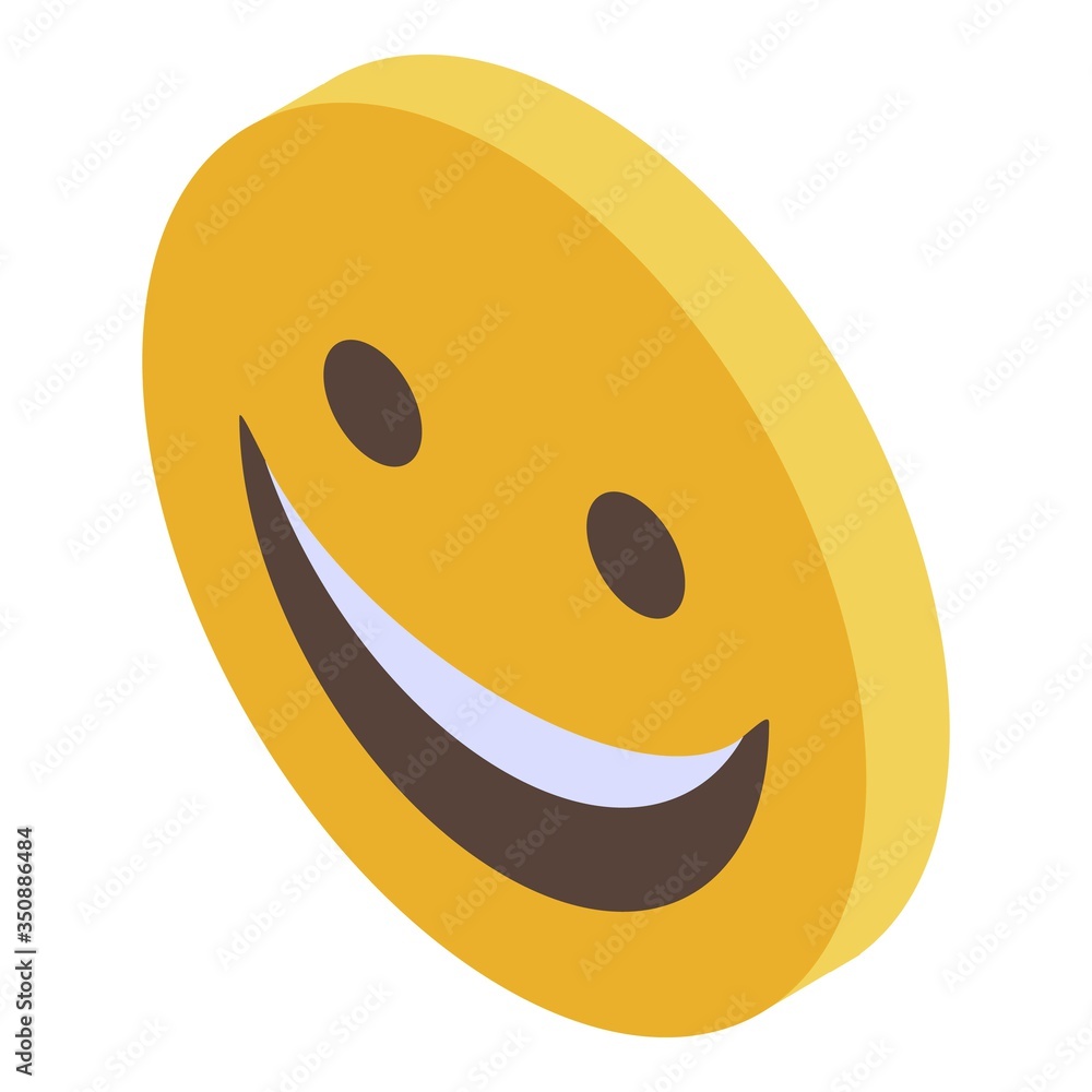 Fototapeta premium Smile face icon. Isometric of smile face sign vector icon for web design isolated on white background