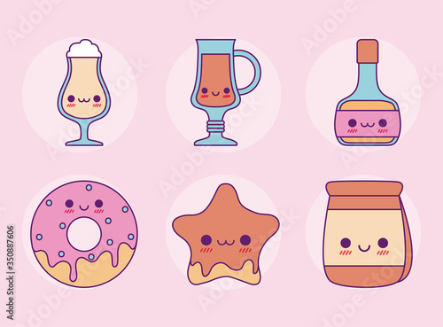 Kawaii food set cartoons vector design