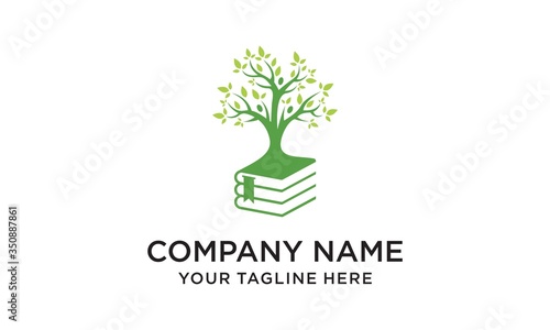 tree smart book logo design,Book tree vector design represents school logo, education emblem concept.