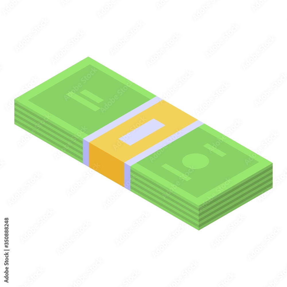 Money pack icon. Isometric of money pack vector icon for web design isolated on white background Money pack icon. Isometric of money pack vector icon for web design isolated on white background