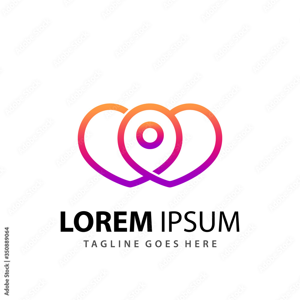 Abstract Gradient Love Pin Logo Design Template Vector Premium Abstract Gradient Love Pin Logo Design Template Vector Premium