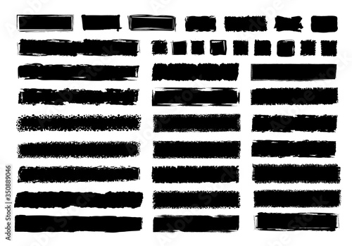 Vector collection of texturing square blots, and templates for brushes. Big set of rectangular and quadrangle grunge backdrops and backgrounds in a dirty and freehand style.