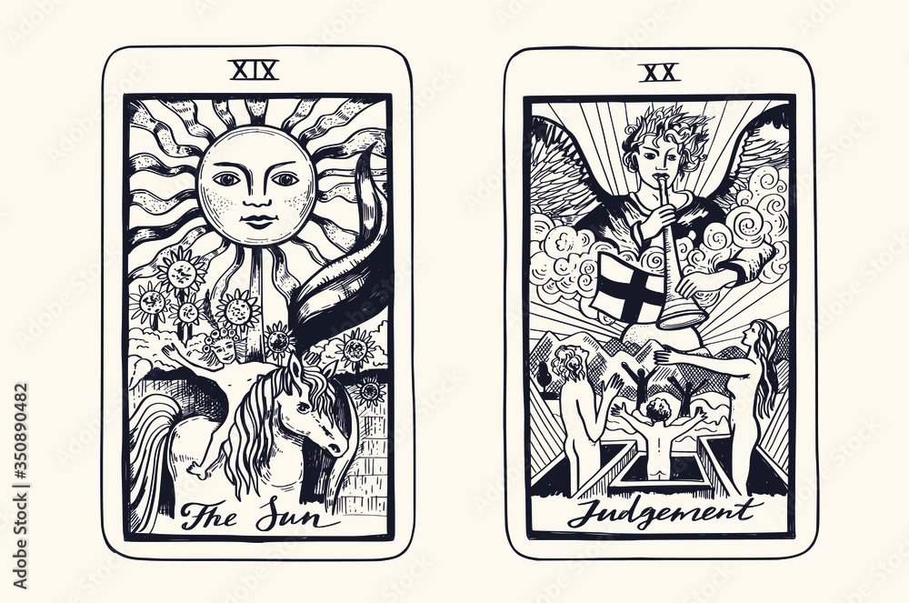 Tarot card deck. Major arcana set part . Vector hand drawn engraved ...