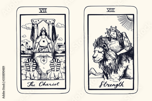 Tarot card deck.  Major arcana set part  . Vector hand drawn engraved style. Occult and alchemy symbolism. 