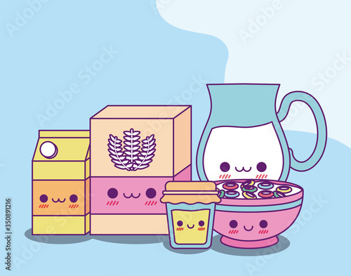 flour milk jar box honey and cereal vector design