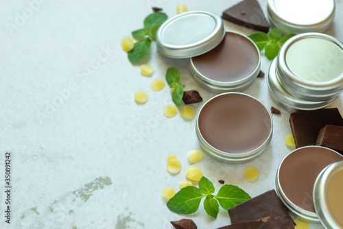 homemade chocolate mint natural lip balm.