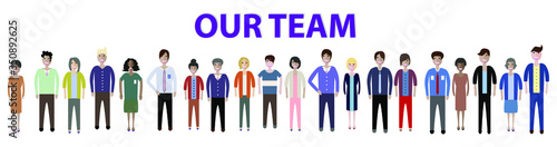 Set of full body diverse business people. Flat icons design white isolated. Vector graphic illustration. Man and woman, Different nationalities characters