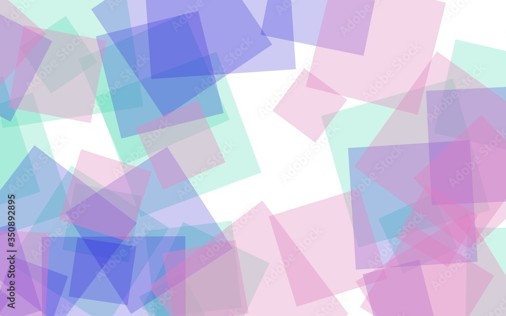 Obraz premium Multicolored translucent squares on white background. Pink tones. 3D illustration