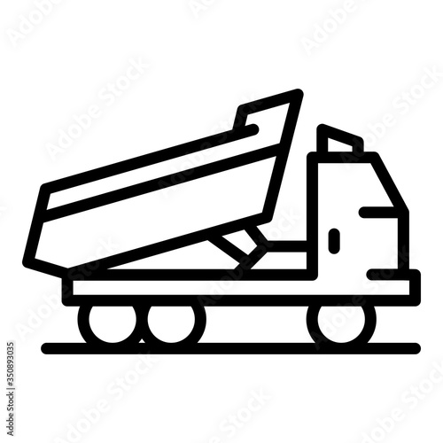 Tipper truck icon. Outline tipper truck vector icon for web design isolated on white background