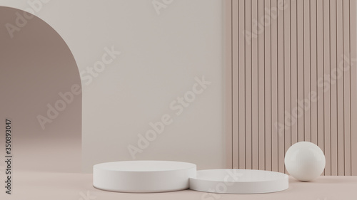 minimal cosmetics stand in pastel background,3d rendering