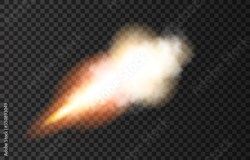Flame and smoke from space rocket launch.