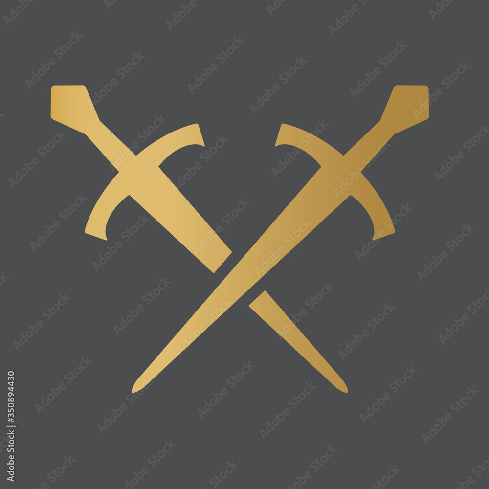 crossed golden sword icon- vector illustration crossed golden sword icon- vector illustration