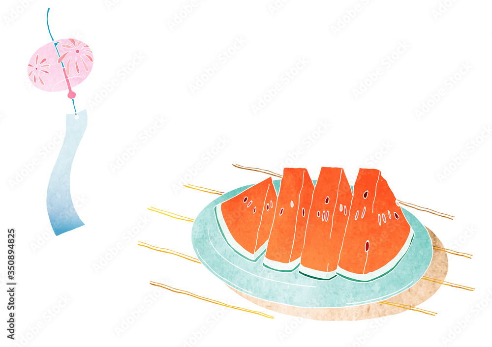 スイカ 風鈴 夏の風物詩 ベクターイラスト 水彩風 Vector De Stock Adobe Stock スイカ 風鈴 夏の風物詩 ベクターイラスト 水彩風 Vector De Stock Adobe Stock