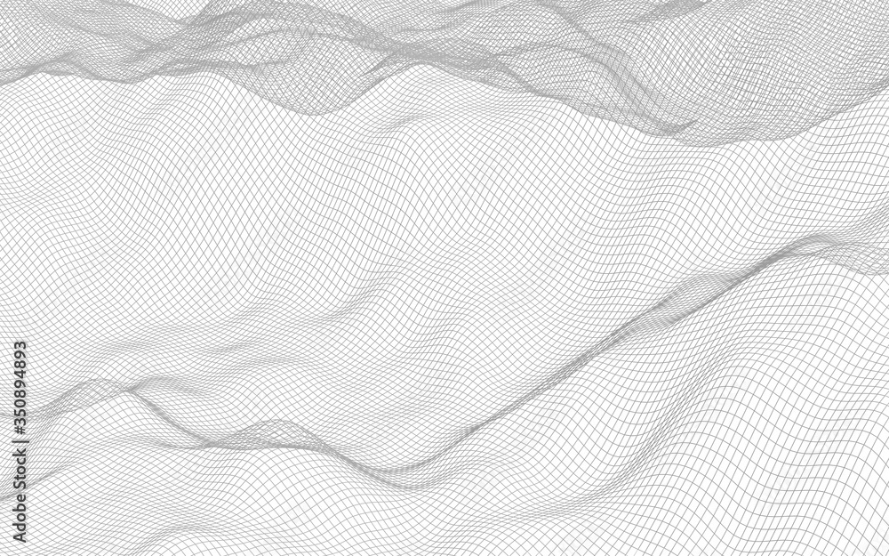 Abstract landscape on a white background. Cyberspace grid. hi tech network. 3d illustration Abstract landscape on a white background. Cyberspace grid. hi tech network. 3d illustration
