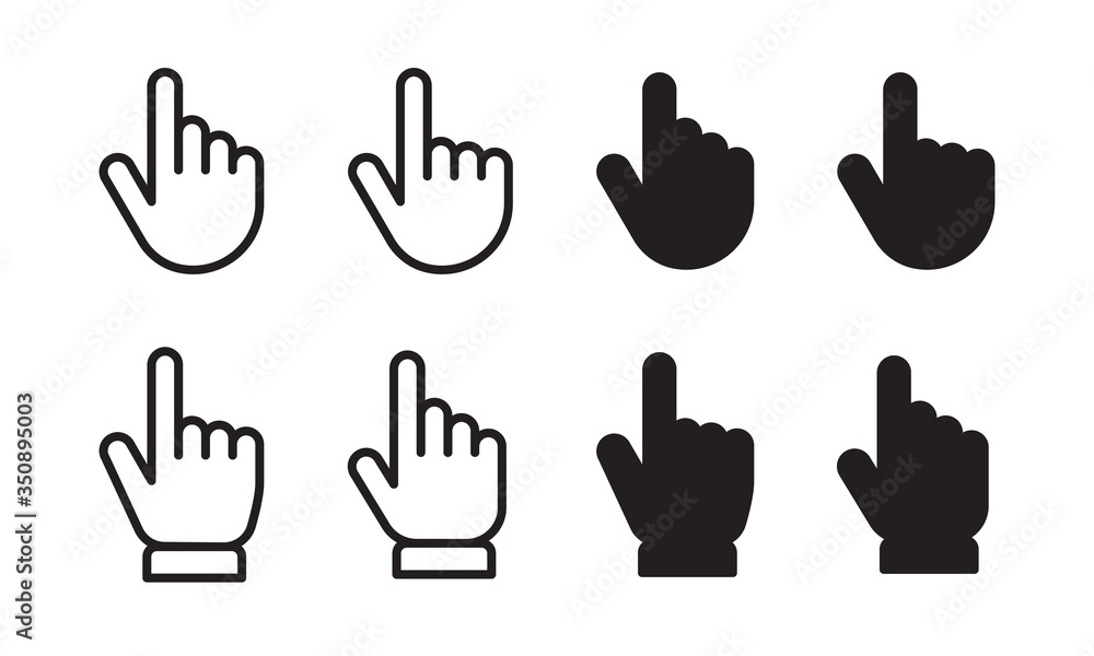 Touch icon set. Hand click finger pointer vector collection. Touch icon set. Hand click finger pointer vector collection.