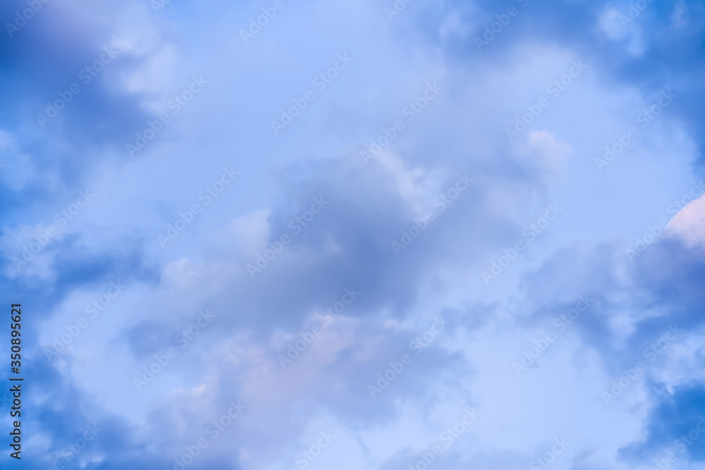 Thick Clouds on blue sky. A lot of clouds in the sky.