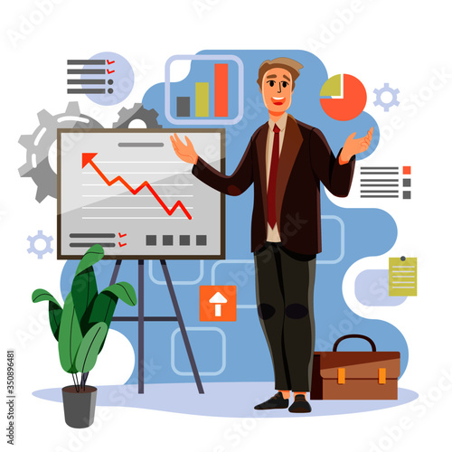 nab making presentation his work concept.vprogress and update. success and profit. vector and illustration.