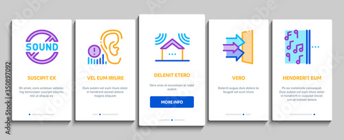 Soundproofing Building Material Onboarding Mobile App Page Screen Vector. Collection Of Soundproofing Windows And Roof, Wall Insulation And Floor Covering Color Illustrations