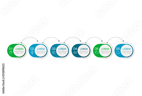 Vector iInfographic template for business, presentations, web design, 6 options.