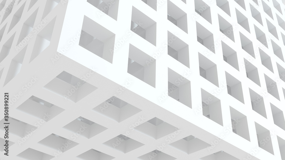 Fototapeta premium Architectural geometric white 3D background