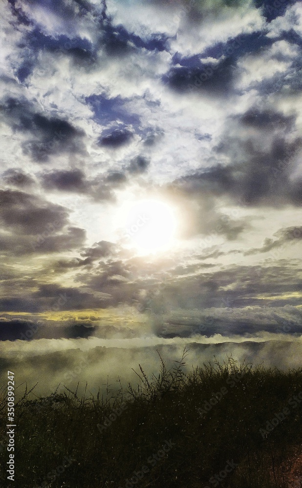 sunset over the clouds