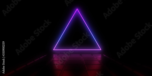 3d neon treangle . 3d illustration