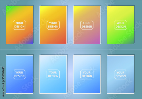 Abstract colorful a4 size vector blurred gradient backgrounds. Holographic template for your cover and design