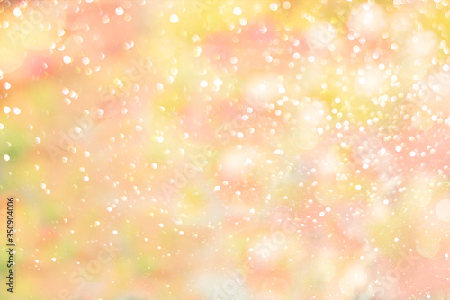 Spring summer tender postcard. drops of dew. Design element.gold and pink abstract bokeh lights. defocused background