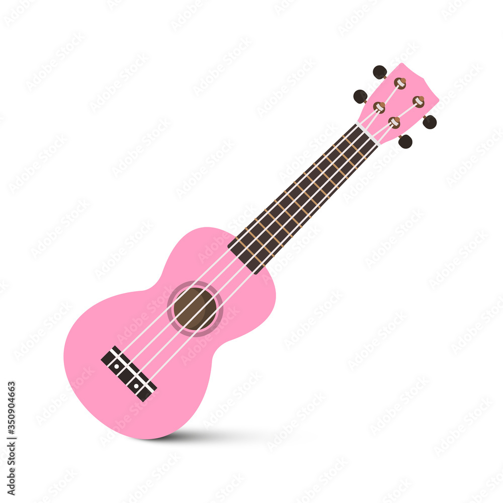 Pink Ukulele - Vector Four Strings Guitar Icon Isolated Pink Ukulele - Vector Four Strings Guitar Icon Isolated