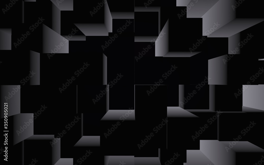 Abstract dark elegant cube geometric background. Chaotically advanced rectangular bars. 3D Rendering, 3D illustration Abstract dark elegant cube geometric background. Chaotically advanced rectangular bars. 3D Rendering, 3D illustration