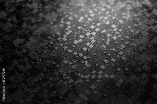 design element. 3d illustration. rendering. black and white metal cubes sci-fi background