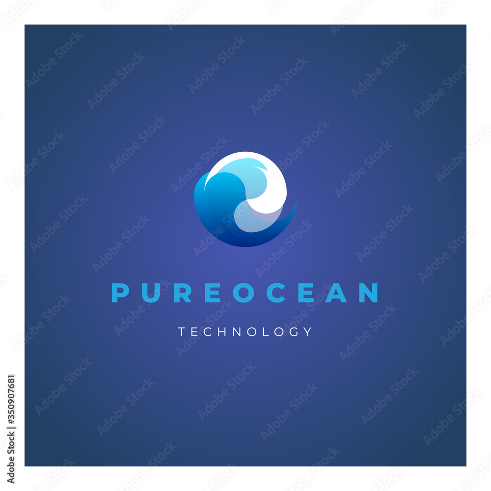 Pure Ocean Vector Logo Design. Blue Color Corporate Identity Template ...