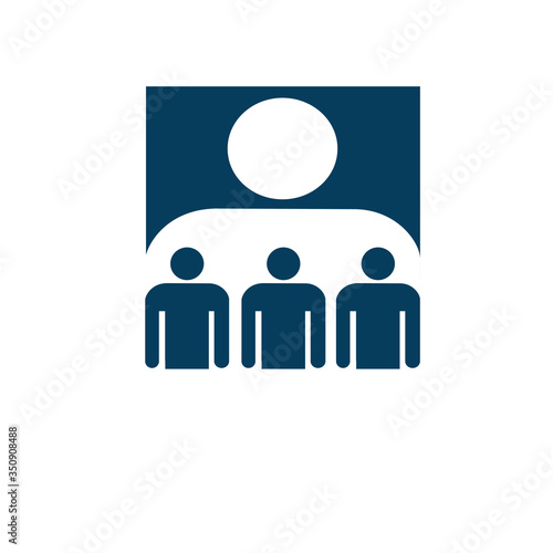 Icon: the Manager communicates with subordinate employees. Conference. Vector flat illustration