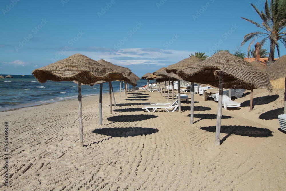 Sunny Tunisia. Vacation on the beach of the Mediterranean Sea. Traveling around the world.