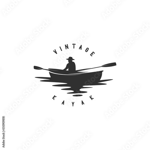 river kayak silhouette logo vector
