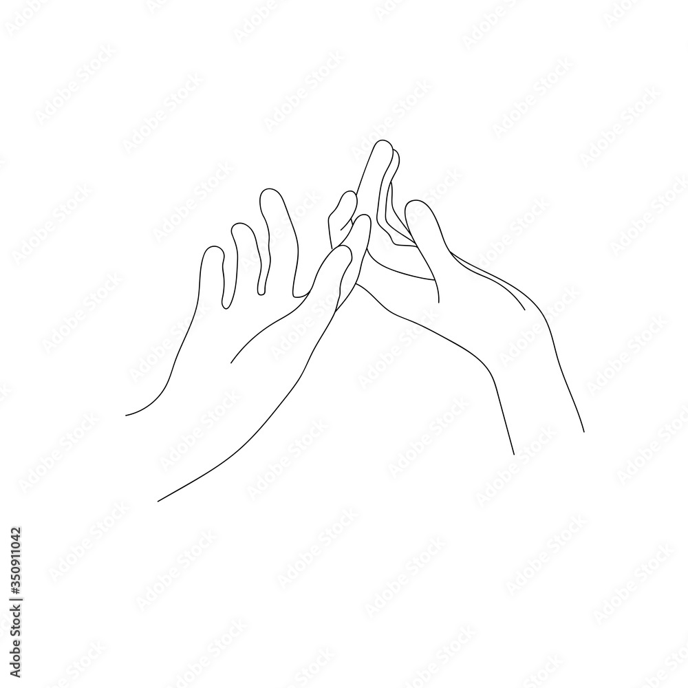 Womans hands together, minimalism, simple line art drawing vector illustration for feminine design Womans hands together, minimalism, simple line art drawing vector illustration for feminine design