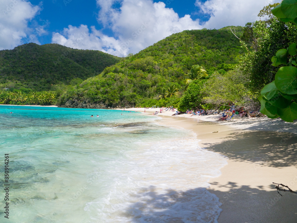 Hawksnest Bay Beach on the Caribbean Island of St John in the US Virgin Isklanbds Hawksnest Bay Beach on the Caribbean Island of St John in the US Virgin Isklanbds