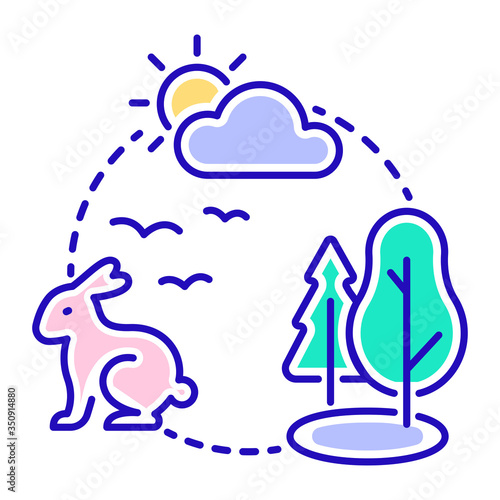 Ecosystem color line icon. Sustainable biodiversity and animal friendly environment. Isolated vector element. Outline pictogram for web page, mobile app, promo