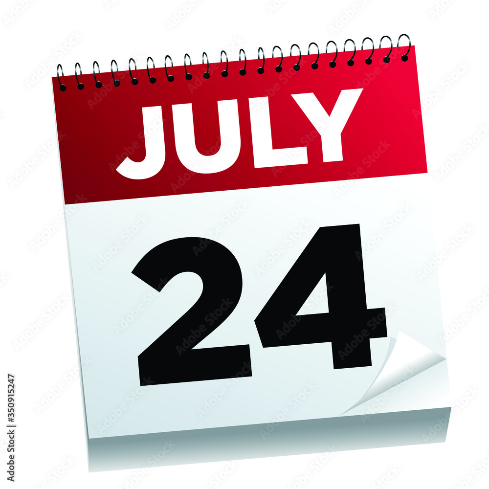 July 24th on a calendar page - illustrated. July 24th on a calendar page - illustrated.