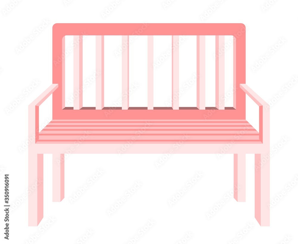 Bench for garden and terrace isolated on white background. Vector flat cartoon illustration