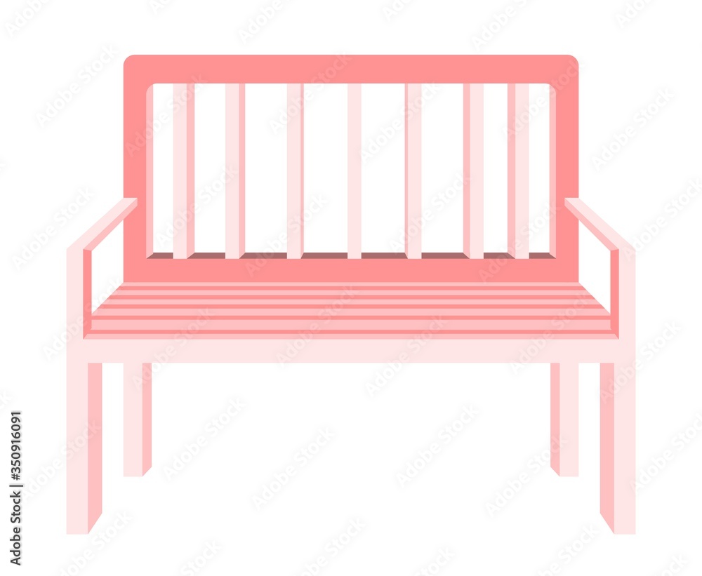 Bench for garden and terrace isolated on white background. Vector flat cartoon illustration Bench for garden and terrace isolated on white background. Vector flat cartoon illustration