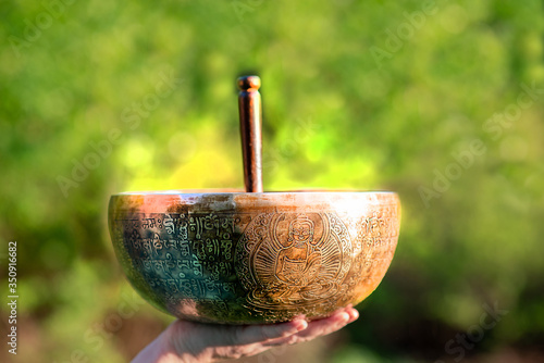 Tibetan singing bowl for healing and meditation and relaxation 