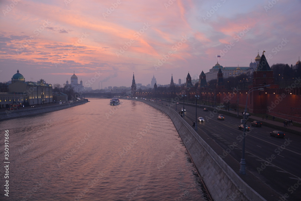 sunset over moscow river