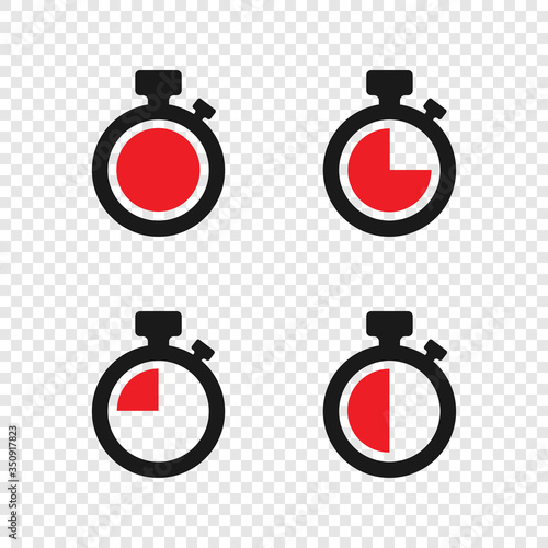 Timer vector icons on transparent background. Set of Timer. Countdown Timer vector icons. Eps10