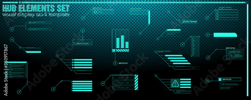 Interface elements HUD, UI, GUI. Vector Callout Titles set. Futuristic callout bar labels, information call box bars and modern digital info boxes layout templates. Callouts titles in HUD style.