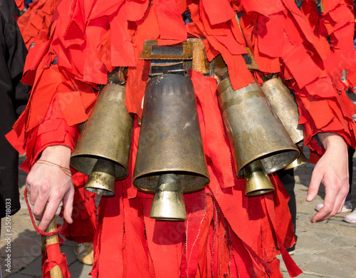 itual bells of mummers in the town of Karlovo Bulgaria_3 photo